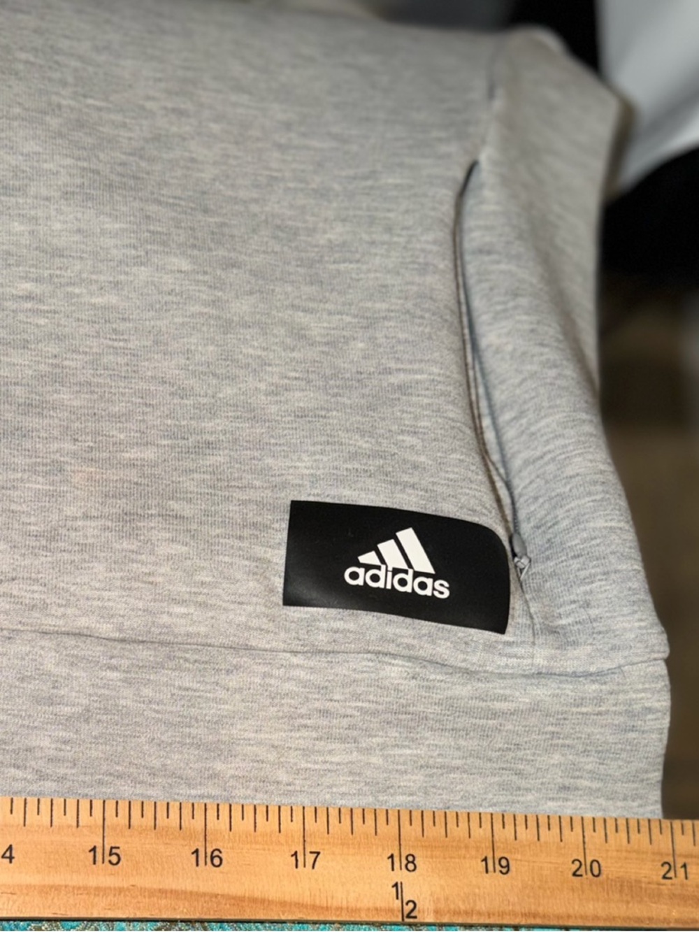Womens Adidas Crewneck Cropped Lg Grey Sweatshirt w/ white signature stripes ln - Picture 5 of 9